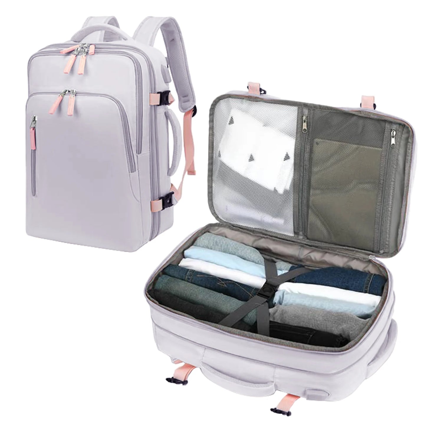 Men's Travel Backpack, Outdoor Luggage Backpack, Business Weekend Bag, Expandable, Large Capacity Travel Backpack, Commuting, Short-Distance Business Trip Luggage Bag, Perfectly Matches Backpack Accessories, Luggage Strap Des