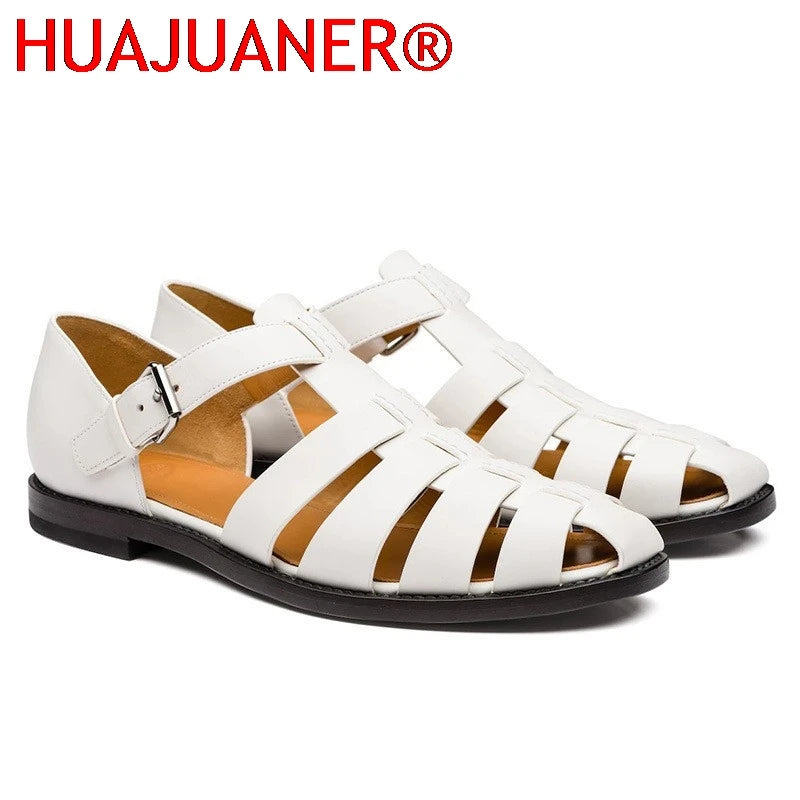 Summer Men's Sandals Leather Dress Shoes Outdoor Soft Pointed Formal Men Wedding Sandals Classic Light Slippers Sandals Sneakers