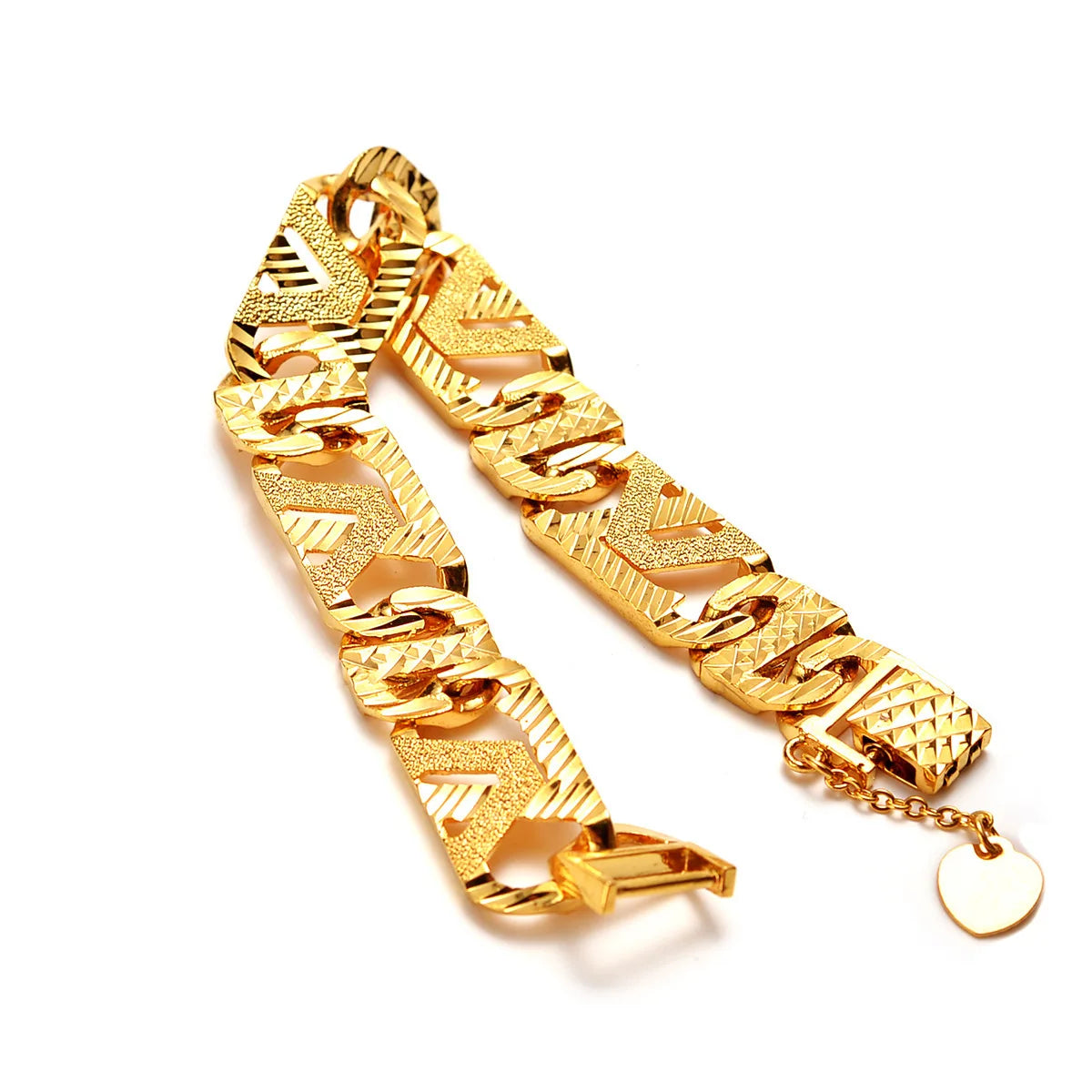 ShinyGoldAU999 gold bracelet men's wide version fashionable personality 24K gold jewelry wrist chain atmospheric real gold watch