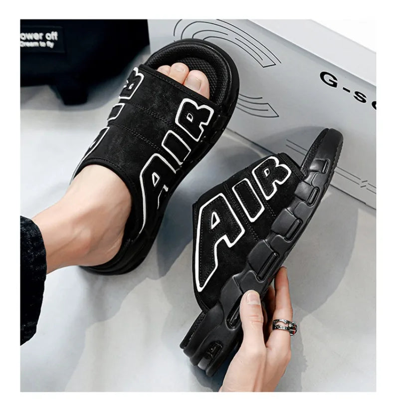 Men's Slippers 2025 Summer New Casual Slippers Fashion Air Cushion Sports Slippers for Men Non Slip Beach Shoes Designer Slides
