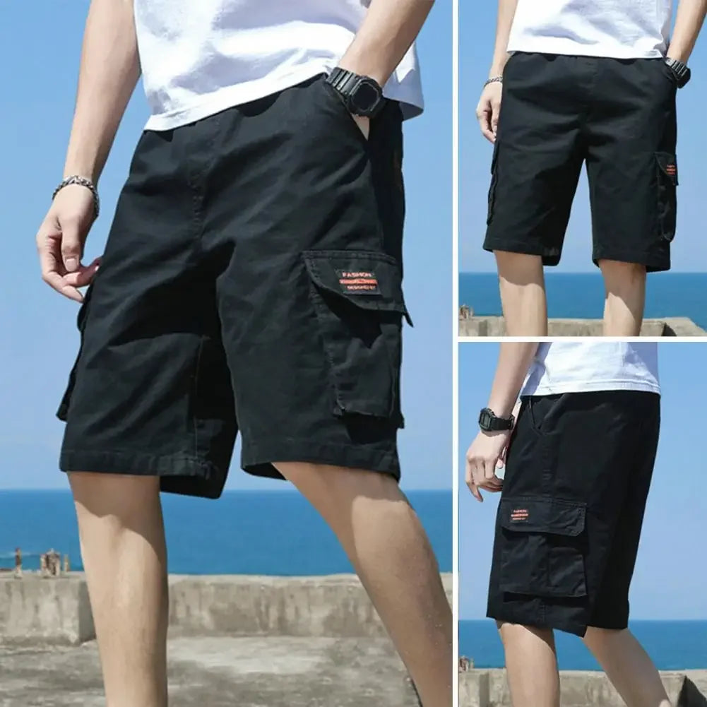Men Shorts Men's Cargo Shorts with Multiple Pockets Elastic Waist Breathable Fabric for Summer Sports Streetwear Men Cargo