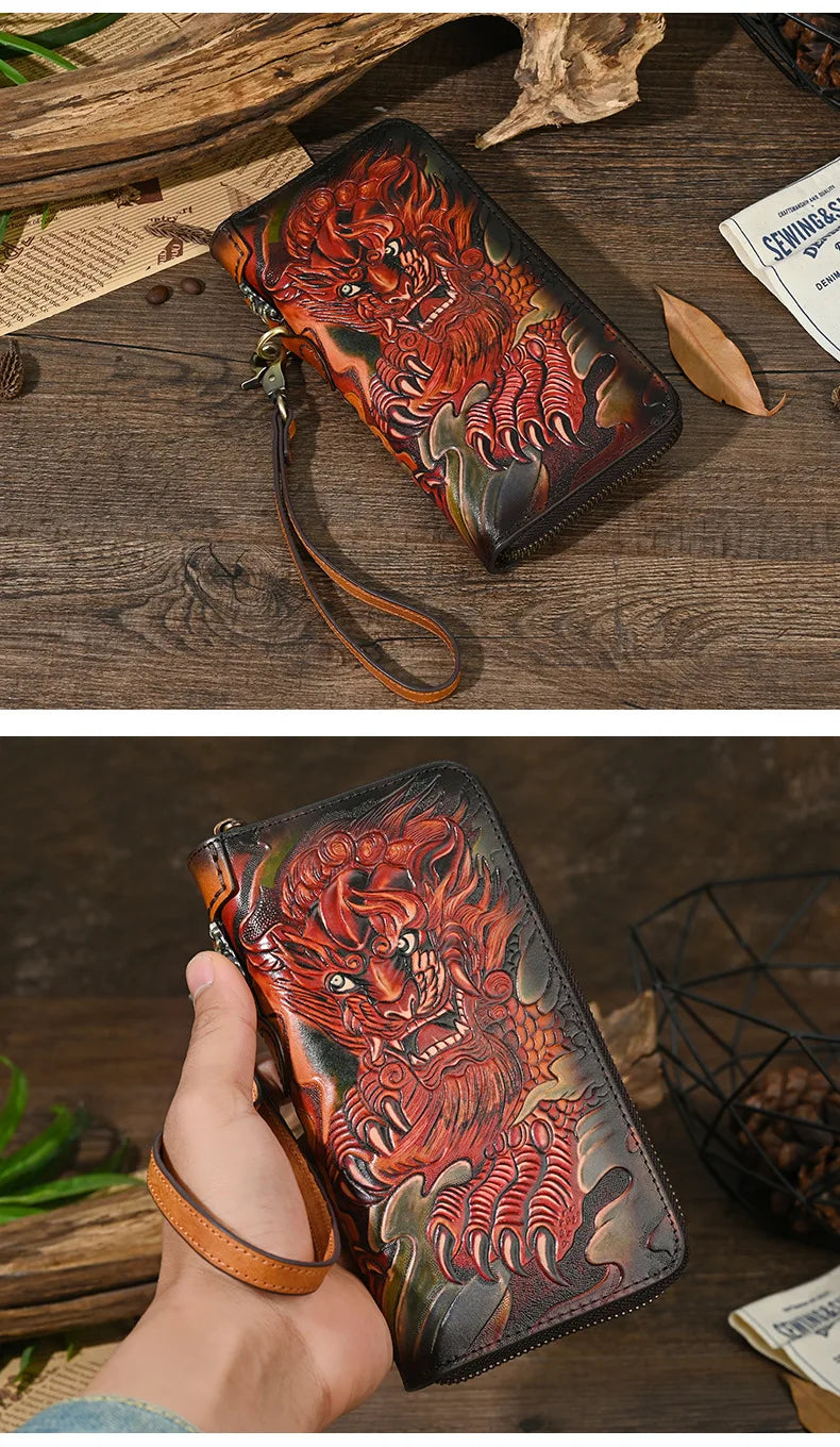 Men's Genuine Leather Wallet with Handcrafted Embossed Design