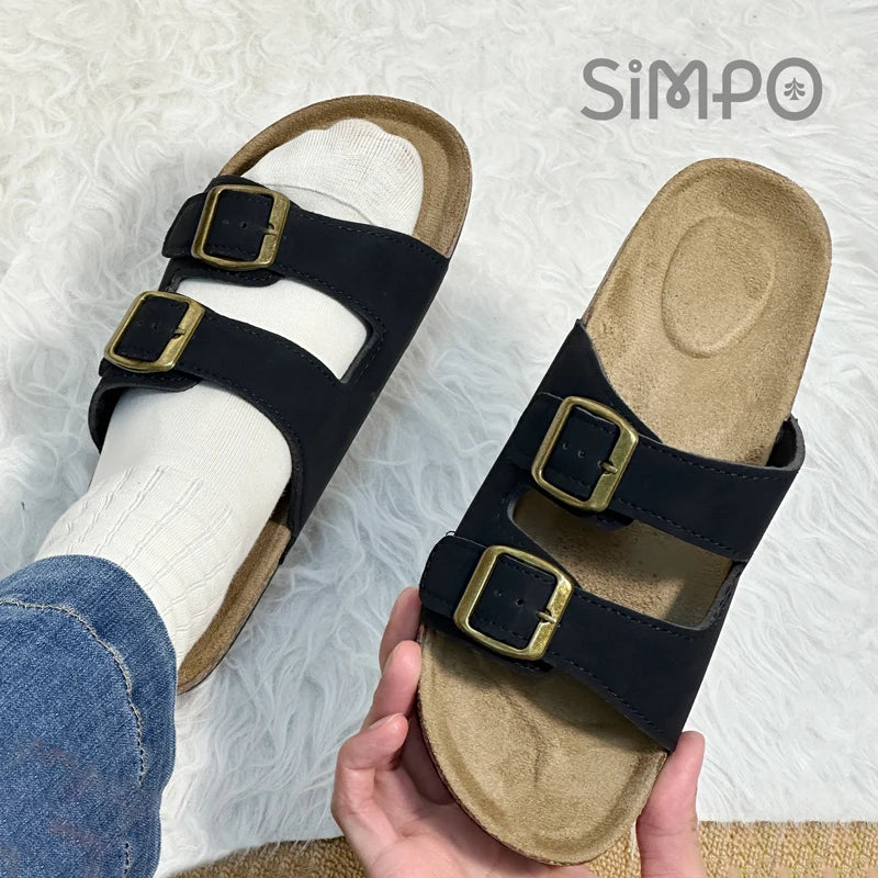 1 Pairs of Leather Sandal For Men And Women Beach Sandals 2025 Designer Men's Shoes Comfortable Slipper Original Brands Shoes