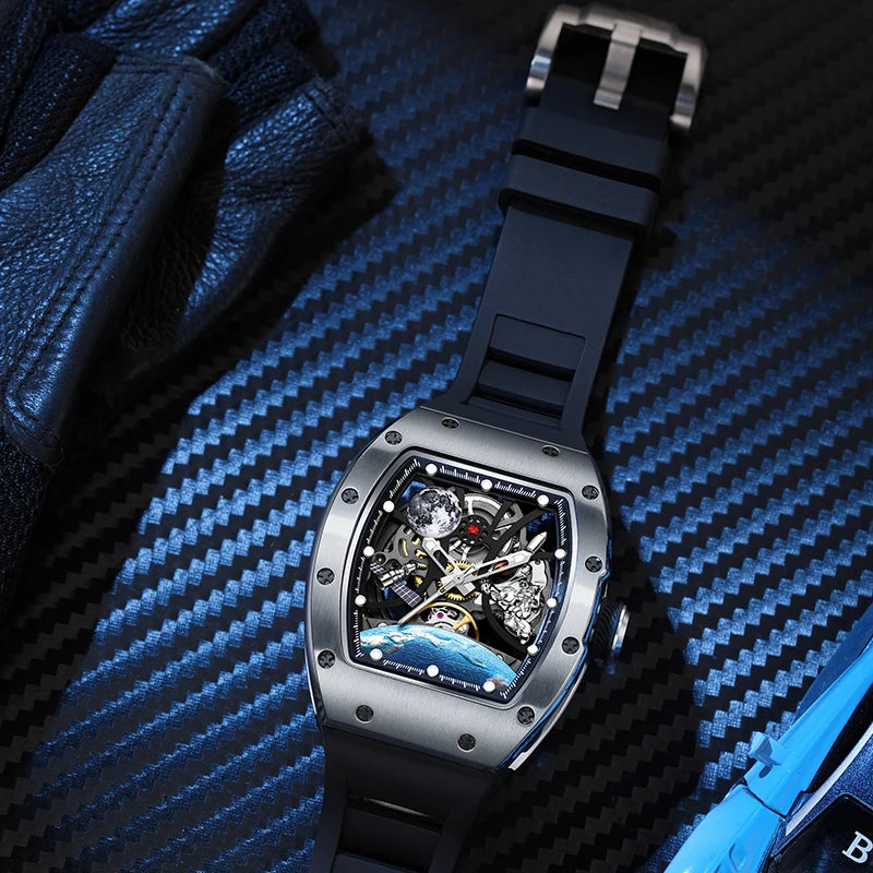 2025 High Quality Men's Automatic Watch with Stylish Sports Silicone Strap  Waterproof Mechanical Watches for Active Lifestyles