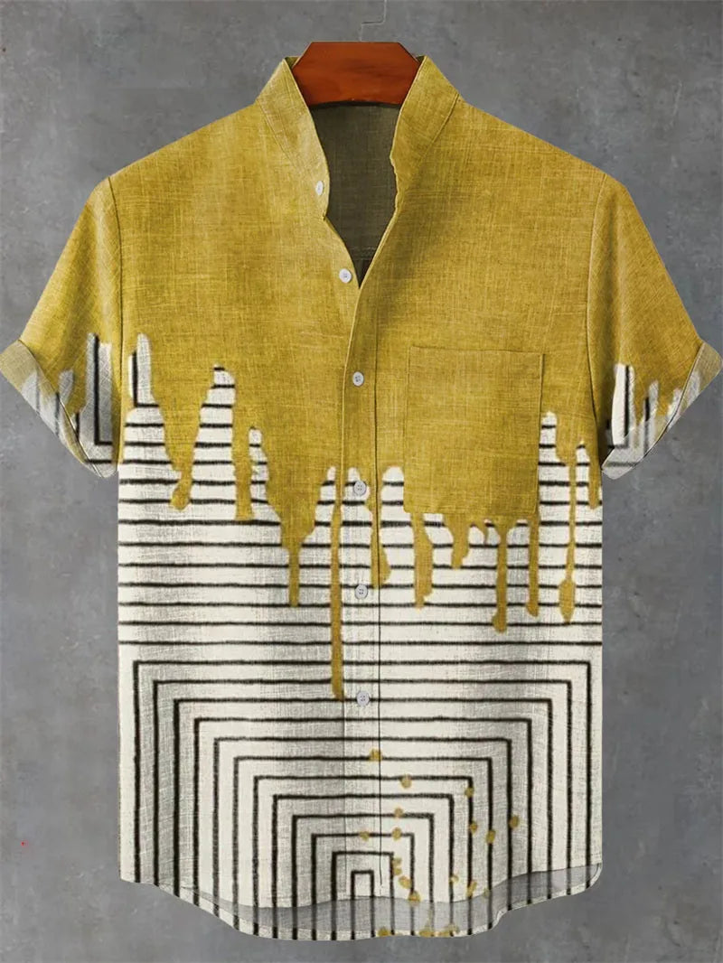 Men's New Linen Short Sleeved Shirt With Refreshing Comfortable Summer Fabric, High-quality Button Up Top Camisetas De Hombre