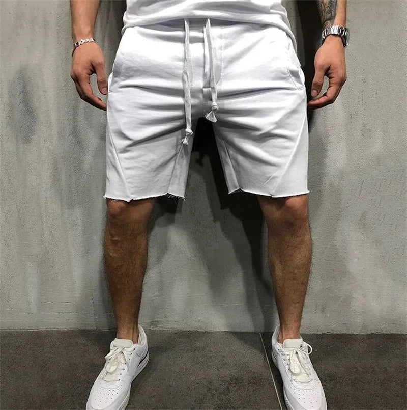 Men's Summer Casual Shorts Male Gym Fitness Sports Quick Dry Ragged Cutoff Training Hip Hop Running Loose Basketball Short Pants