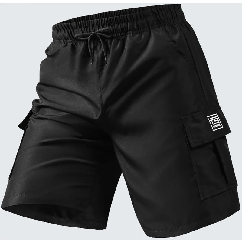 Men's Summer Utility Shorts Versatile Casual Wear with Multi-Pockets & Elastic Waist for Hiking & Daily Use Cargo Shorts