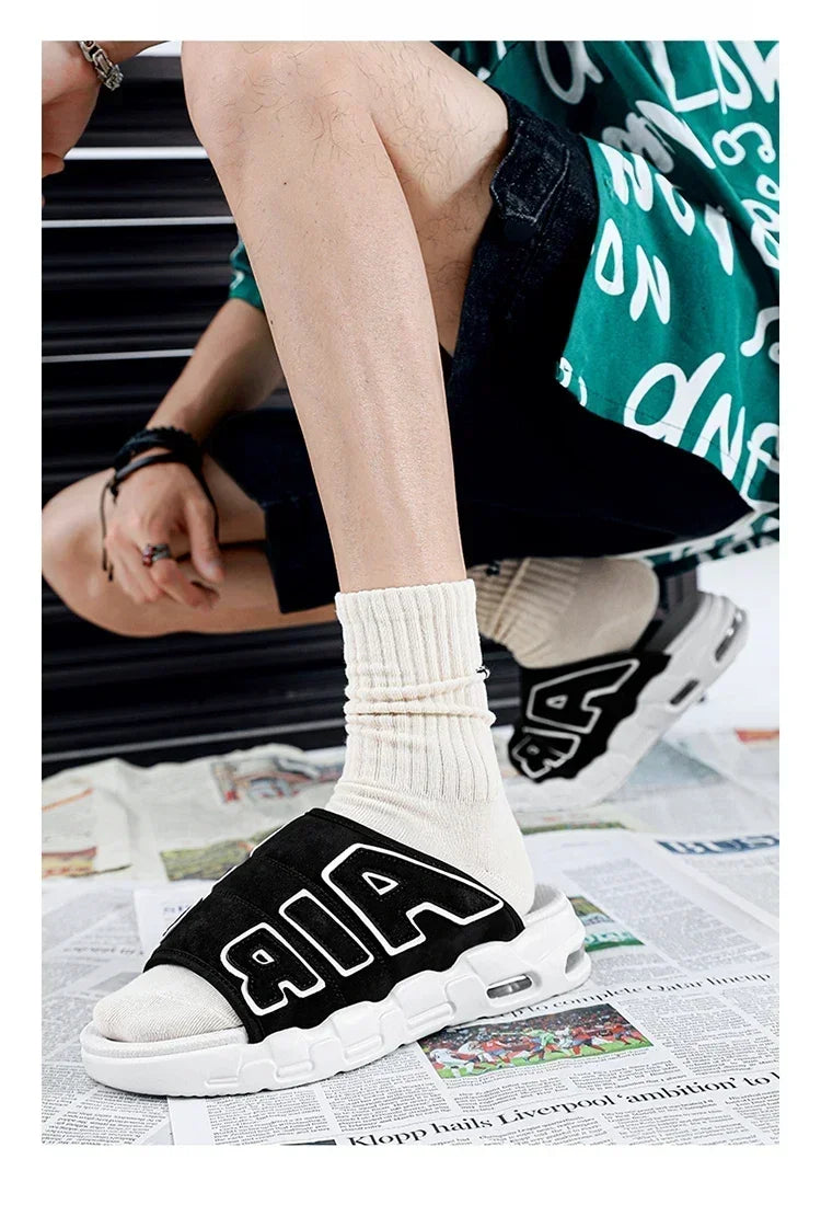 Men's Slippers 2025 Summer New Casual Slippers Fashion Air Cushion Sports Slippers for Men Non Slip Beach Shoes Designer Slides