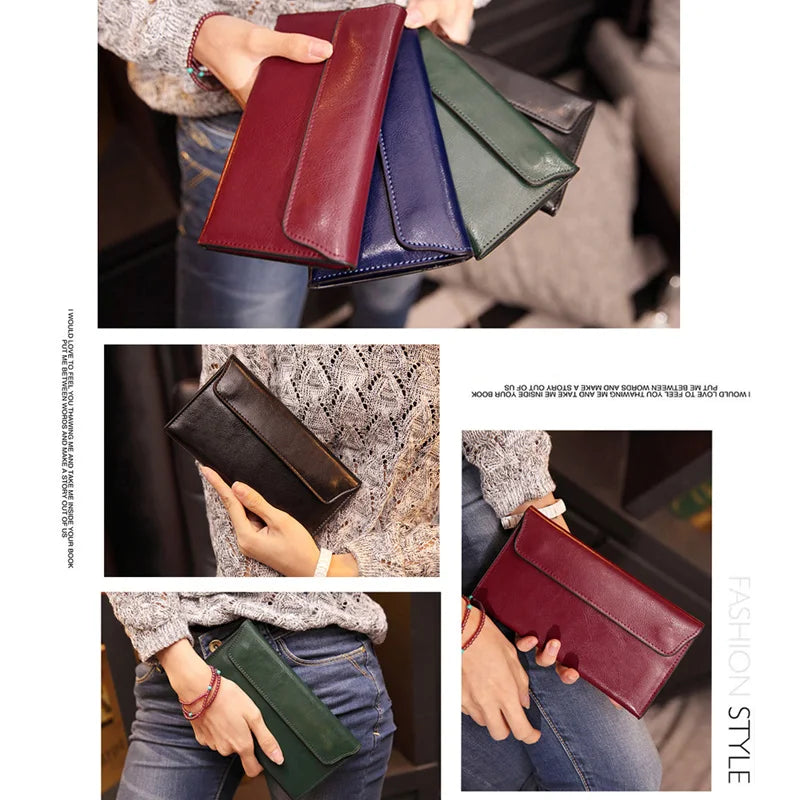Slim Genuine Leather Women Wallet Female Long Clutch Coin Purses Luxury Design Wallets and Purses Ladies Card Holder Vallet 2023