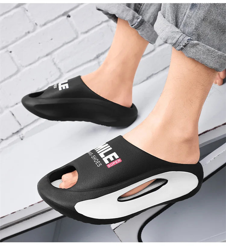 Men Slippers 2024 New Slides with a Sense High Aesthetic Value External Wear Anti Slip Thick Bottom, Beach Cool Slippers for Men