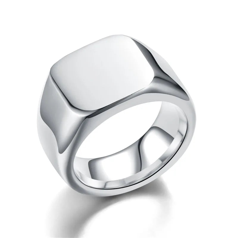 Maxmoon Men's Ring Punk Rock Smooth 316L Stainless Steel Signet Ring For Men Hip Hop Party Jewelry Wholesale Male Wedding Anel