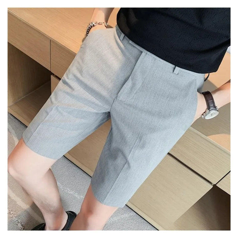 Suit Shorts Summer Men's Pants Straight-leg Casual Handsome Small Trousers Versatile Five-quarter Pants Loose Causal Chic Pants