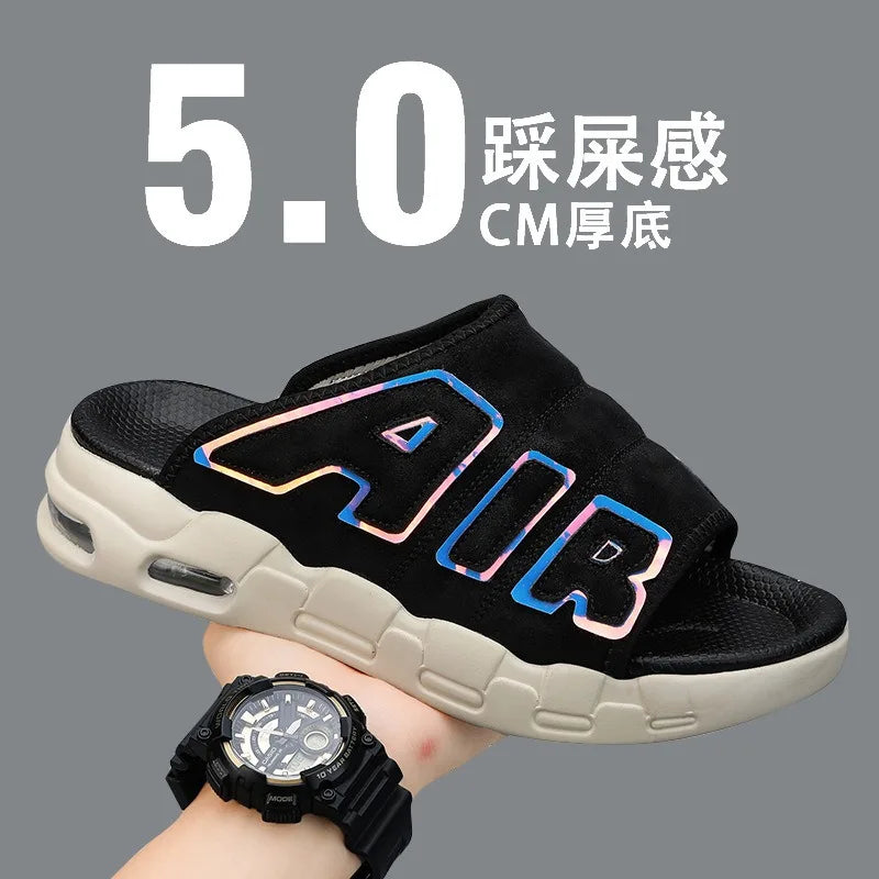 Men's Slippers 2025 Summer New Casual Slippers Fashion Air Cushion Sports Slippers for Men Non Slip Beach Shoes Designer Slides