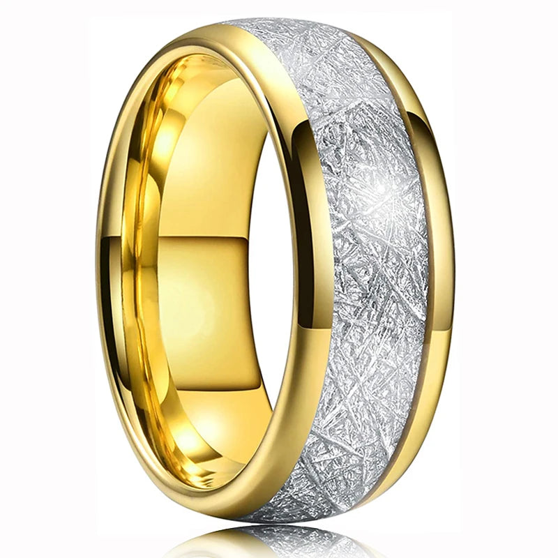 Fashion Men 8mm Rose Gold Color Stainless Steel Rings Double Groove Pattern Promise Rings For Men Wedding Jewelry Accessories