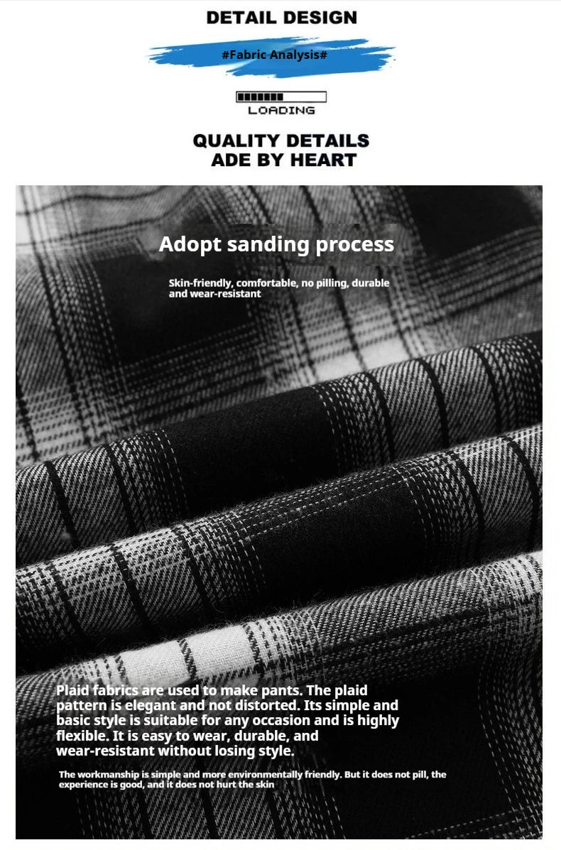 2025 Men's Shorts Checkered Printed Home Casual Pants Breathable Summer Street Wear Combination with Flat Corner Design