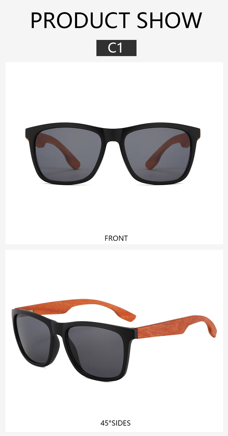 Wooden Square Sunglasses Women Men Vintage Fashion Luxury Sun Glasses Fishing Driving Eyeglas Lady Man UV400 Protective Glasses