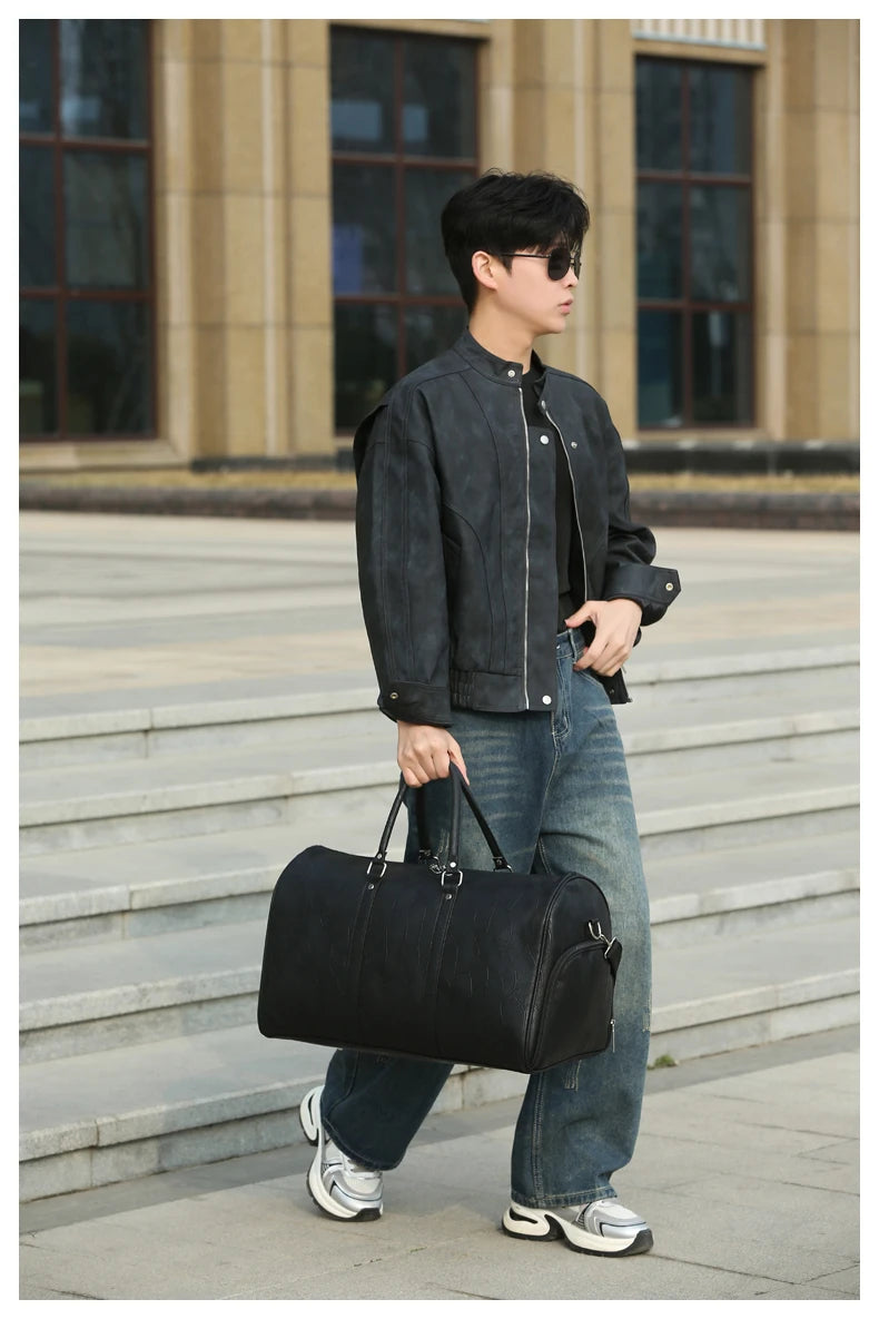 Soft Leather Travel Bag Large Capacity Fashion Weekend Bag Handle Bag Lightweight Sports Gym Bag With Separate Shoe Compartment