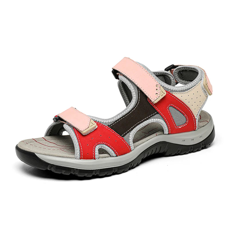 New Summer Leather Women's Sandals Fashion Design Breathable Women Casual Shoes Women Outdoor Beach Flat Sandals Big Size 42