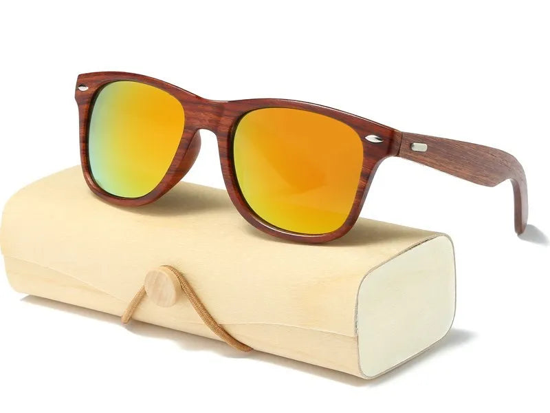 HJYBBSN Handmade Wood Sunglasses Men women square Sunglasses for men women Mirror Wooden Sun Glasses retro de sol masculino
