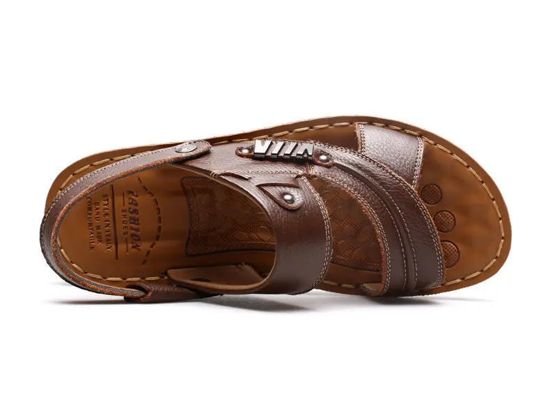 Men's Sandals Fashion Casual Leather Sandals Outdoor Non Slip Trekking Sandalias Summer New Beach Shoes for Man Designer Slipper