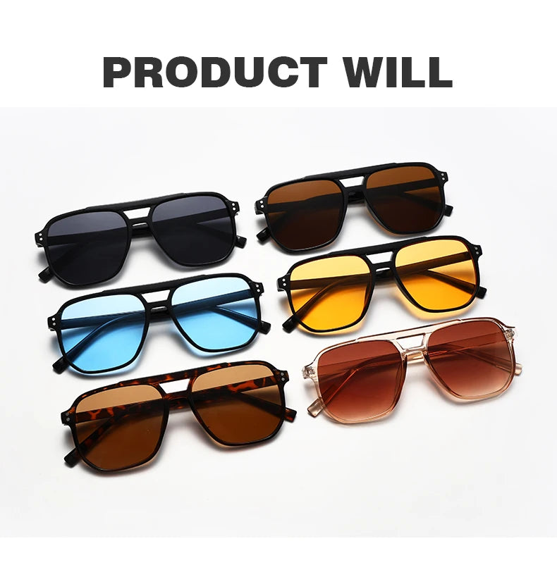 6pcs Combination Fashion Rivet Double Beam Men's Sunglasses Pilot Sun Glasses Cross-border Riding Driving
