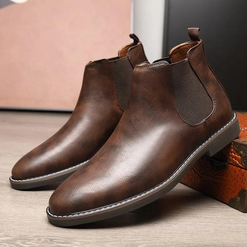 40~46 Men Chelsea Boots Brand Retro Comfortable 2024 Fashion Men Boots
