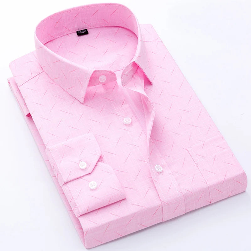 New Cotton High Quality Luxury Original Men's Long Sleeves Social Formal Elegant Shirts for Men Striped Casual Designer Clothes