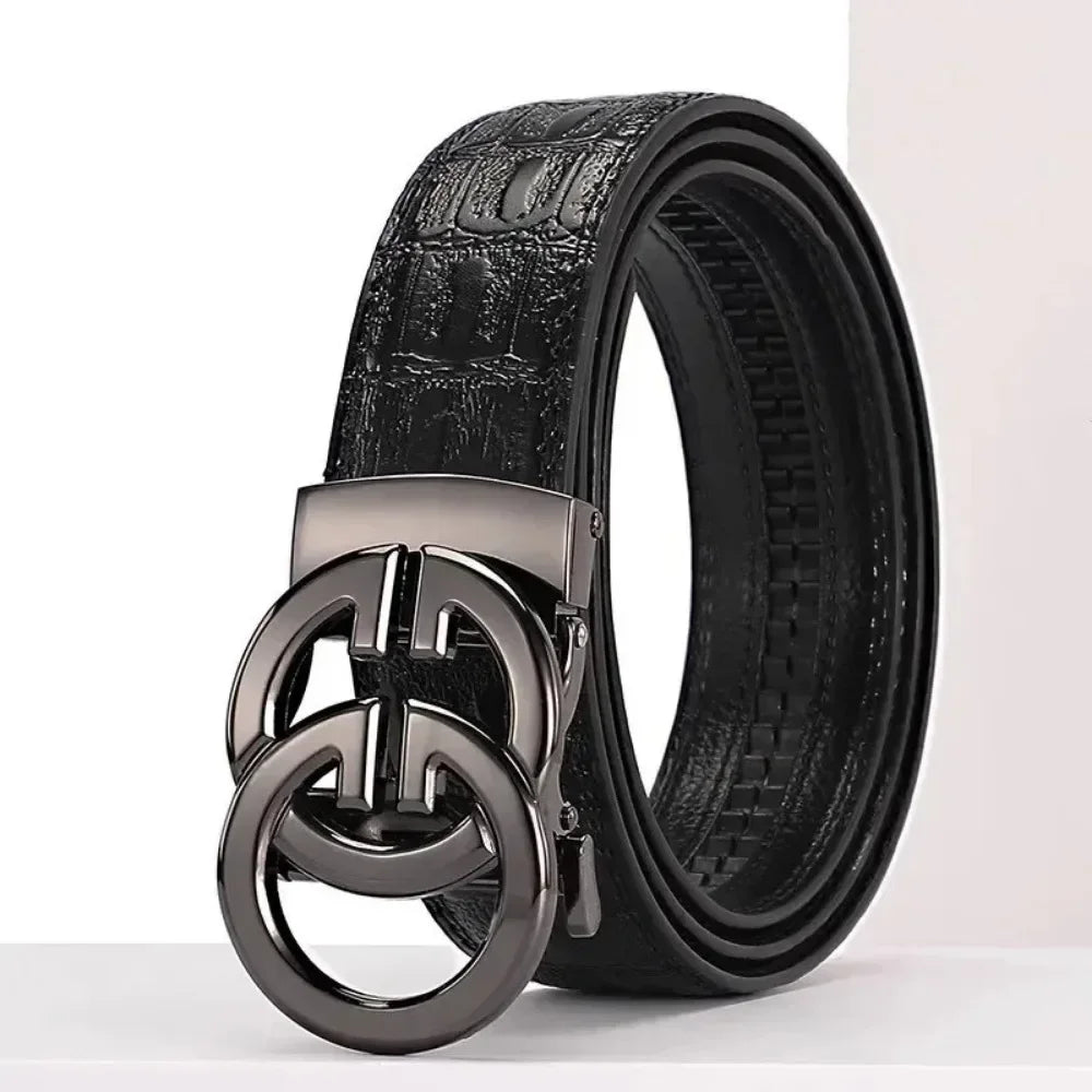 Men's Belt Made of High Quality Material Metal Alloy Automatic Buckle Brand Luxurious Design Men's Belt