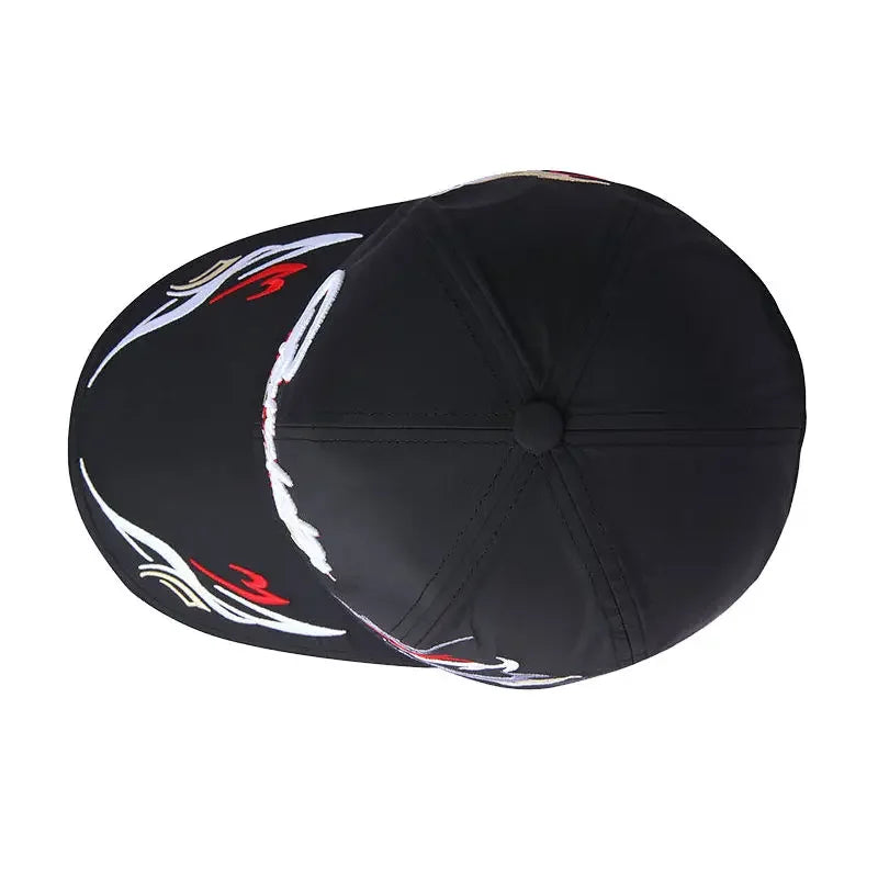 Summer Fishing Cap for Men and Women, Waterproof Sun Protection, Embroidery Cotton Caps, Outdoor Sports Hats, Black