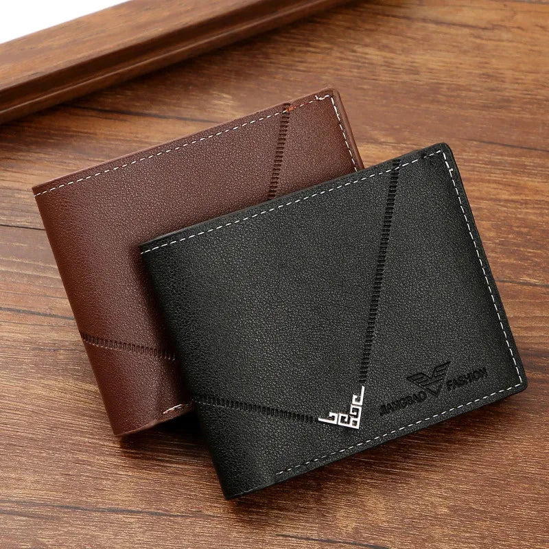 Men's Wallet Leather Short Multiple Holder Wallet Credit Card ID Card Holder Casual Business Double Fold Purses for Women Wallet