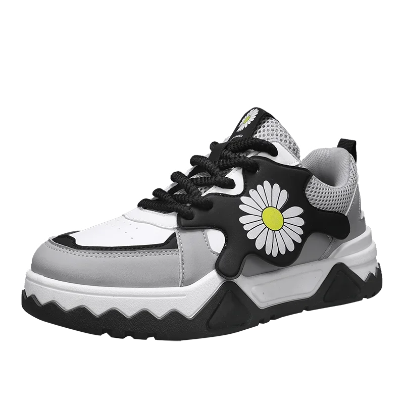 Sneakers Men Trendy Mixed Color Lace-up Thick-soled Casual Shoes Non-slip Shoe Round Toe Men Board Shoes Zapatillas Hombre