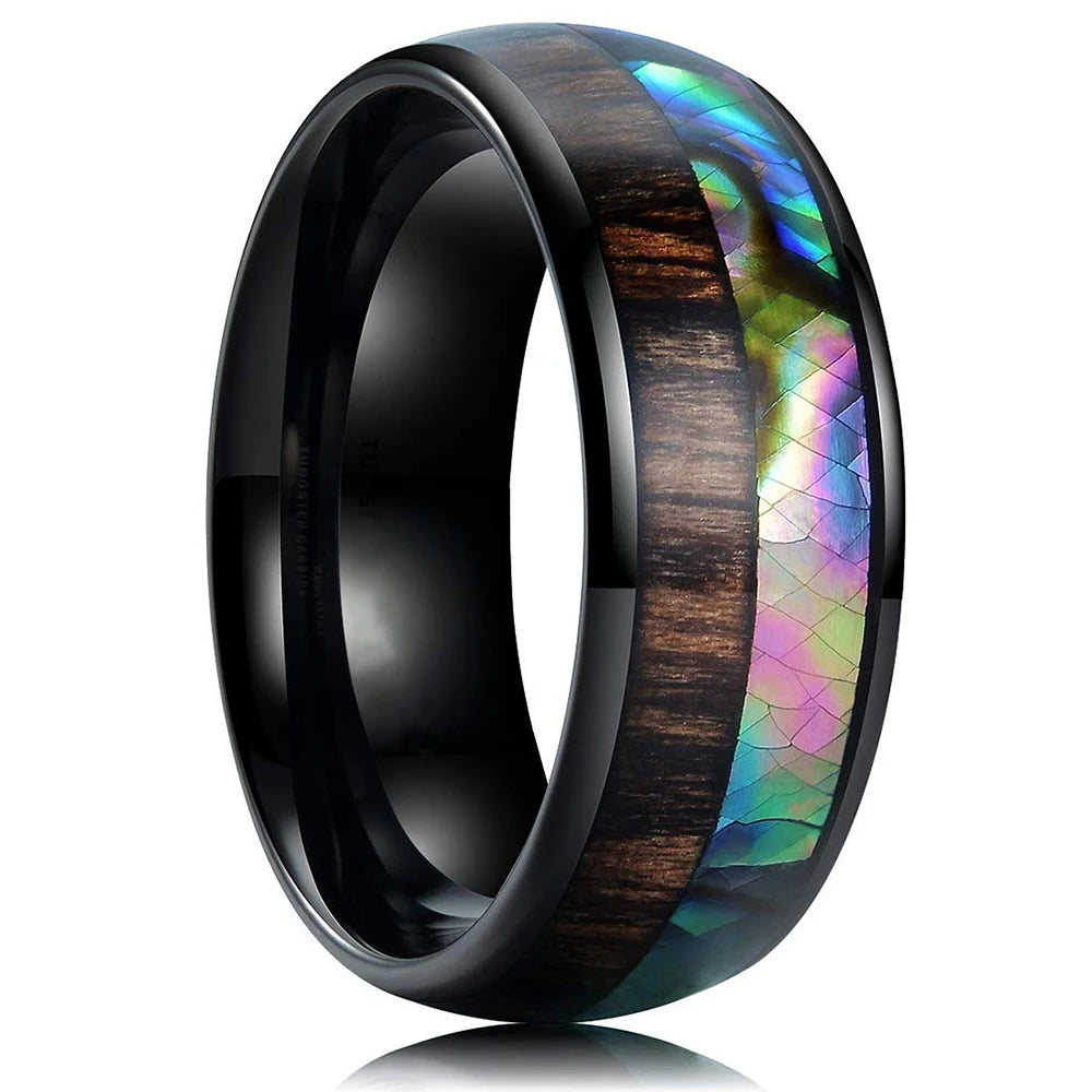 Fashion Viking Tree Of Life Stainless Steel Abalone Shell Rings For Men Odin Norse Viking Rune Rings Retro Amulet Jewelry Gift