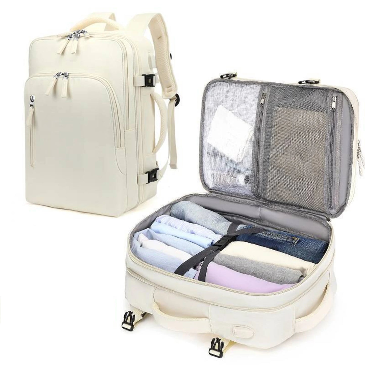 Men's Travel Backpack, Outdoor Luggage Backpack, Business Weekend Bag, Expandable, Large Capacity Travel Backpack, Commuting, Short-Distance Business Trip Luggage Bag, Perfectly Matches Backpack Accessories, Luggage Strap Des