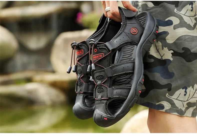2025 Genuine Leather Men Shoes Summer New Large Size Men's Sandals Men Sandals Fashion Sandals Slippers Big Size 38-47