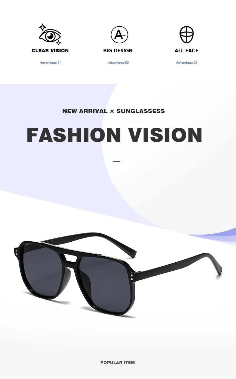 6pcs Combination Fashion Rivet Double Beam Men's Sunglasses Pilot Sun Glasses Cross-border Riding Driving