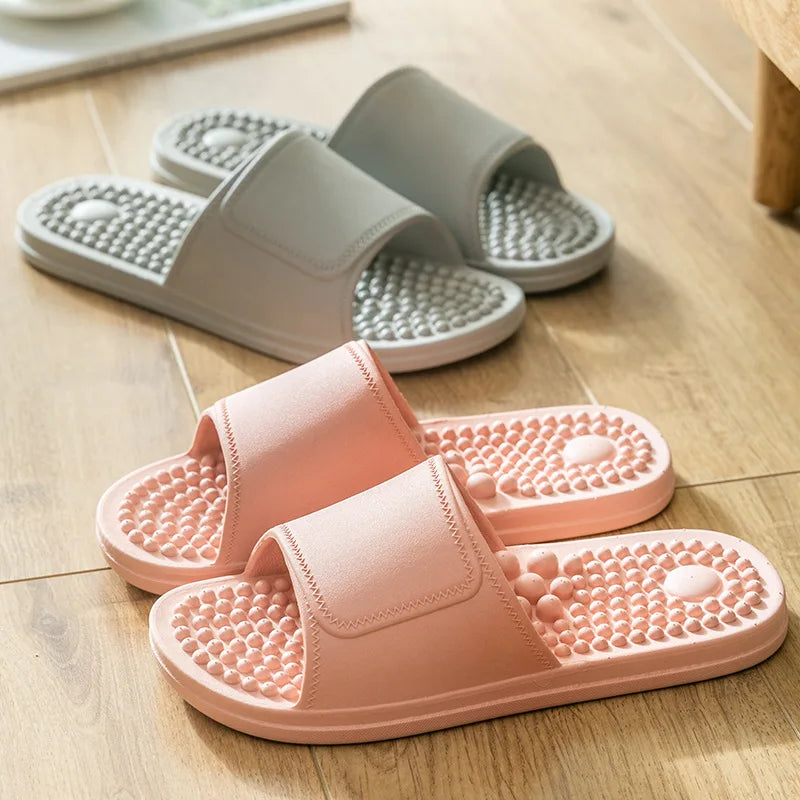 Women Men Foot Massage Slippers Indoor Bathroom Non-slip Soft Slides Comfort Flats Couples Home Relief Feet Health Care Shoes