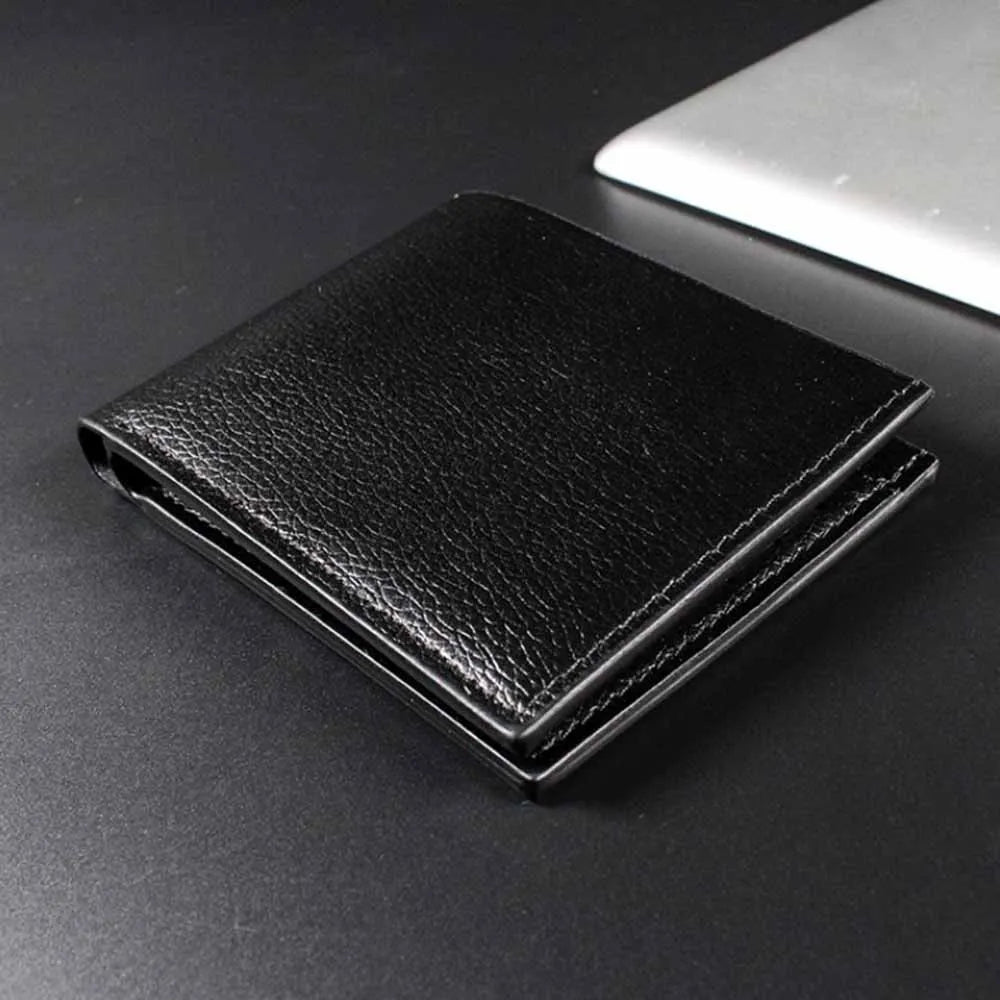 PU Leather Slim Short Wallets for Men Card Holders Ultra-thin Money Clips Luxury Designer Mini Men Wallet Driving License Holder
