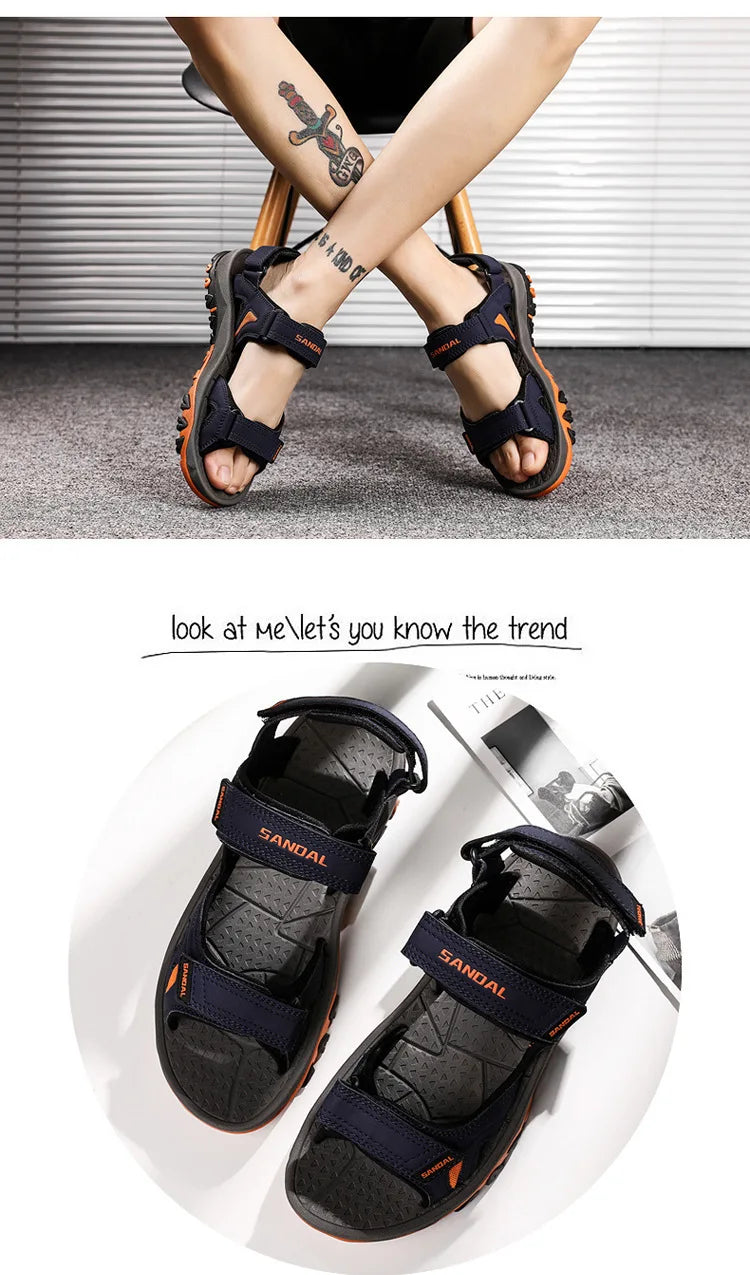 Men's Sandals 2022 Beach and Sea Casual Shoes Sandal for Men Summer Male New Slippers Wears Genuine Leather Man Flip Flops