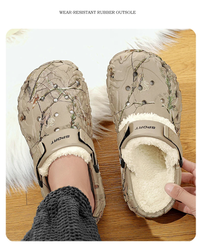 Waterproof cotton slippers for men winter 2024 new cashmere thickened warm waterproof non-slip indoor shoes