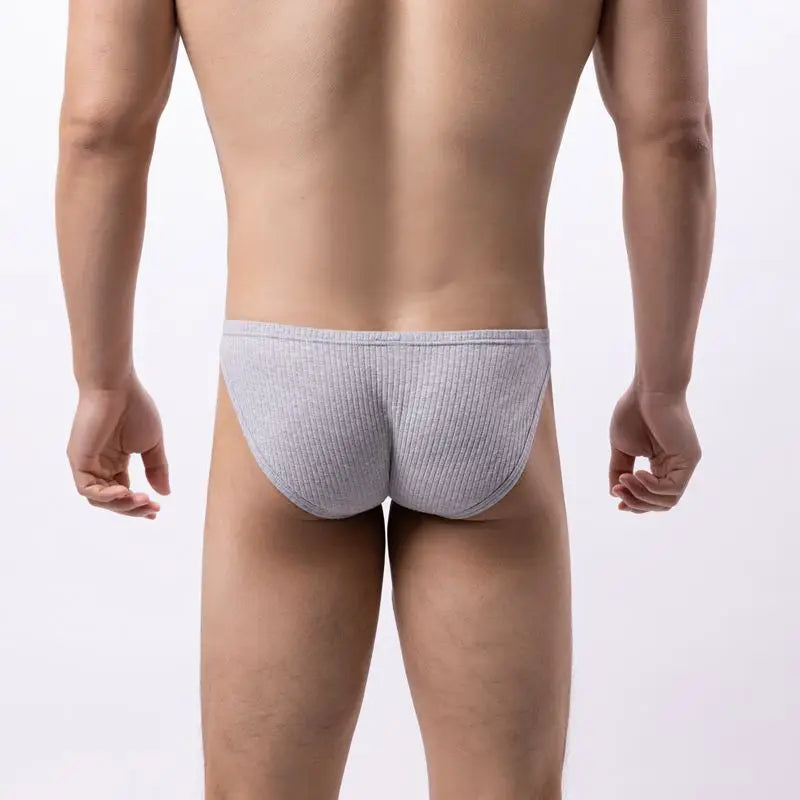 Men Ribbed Underwear Low Rise Bulge Pouch Briefs Soft Panties Male Breathable Underpants Man Comfortable Knickers Bikini Trunks