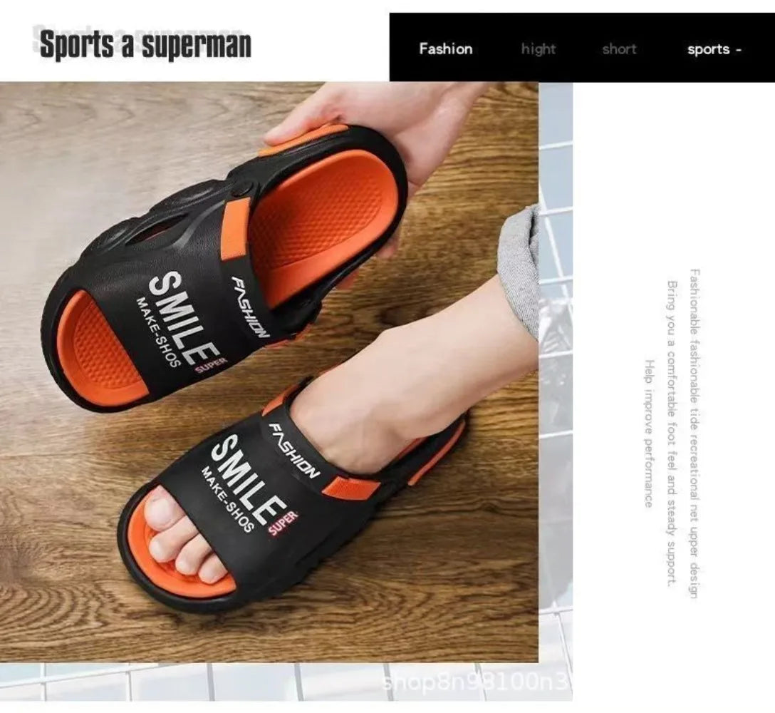 2025 new men's slippers for summer outdoor wear, driving for home use, anti slip, thickened beach sports, outdoor sandals