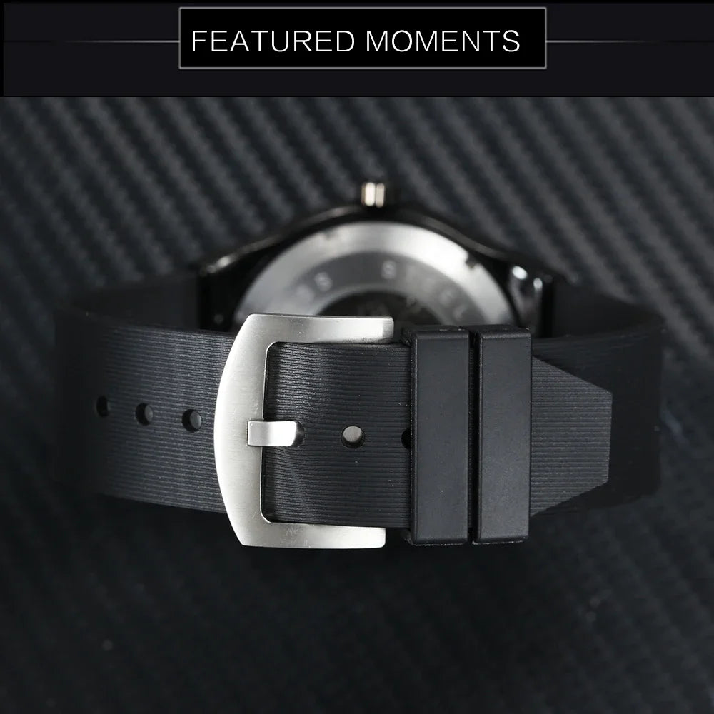 WINNER Automatic Mechanical Watch for Men Rubber Strap Skeleton Dial Male Clock Military Sports Style Wristwatch Dropshipping