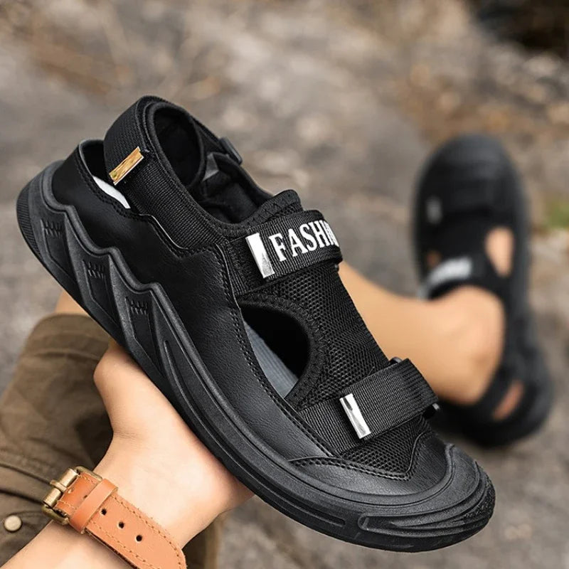 Men's Sandals Soft Bottom Summer Vacation Casual Beach Shoes Breathable Baotou Sandals