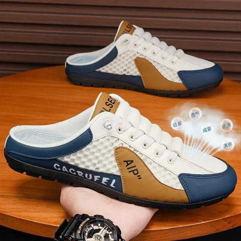Men's Fashion Soft-soled Half Slippers Summer Trendy Bottom Casual Shoes Soft Sole Support Shoes Sneakers Half Drag Sandals