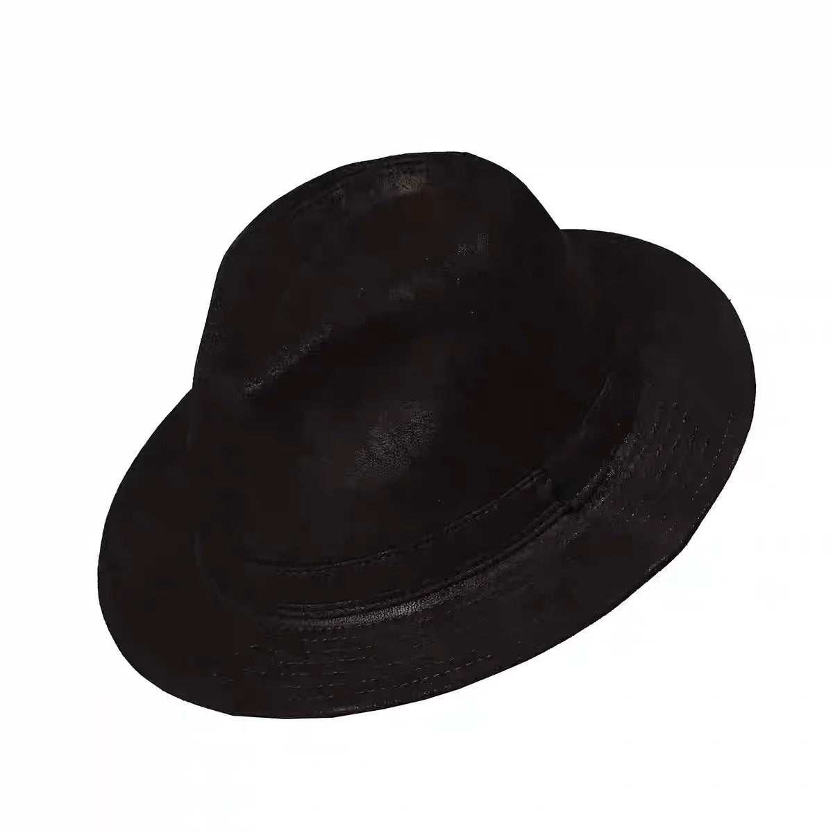 Man High Quality Genuine Leather Jazz Fedora Gentleman Cowhide Short Brim Black/Brown Top Hat Male Shows Topper Color Blocking