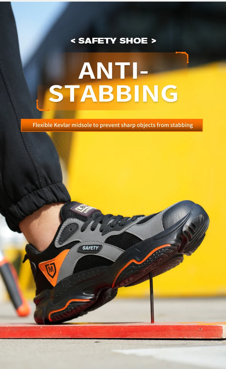 Work Sneakers for Men Safety Shoes Anti-smash Anti puncture Indestructible Shoes Breathable comfort Steel Toe Protection Shoes