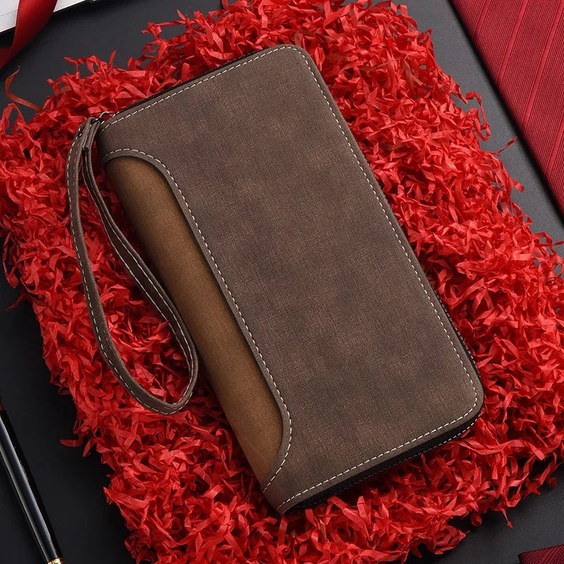 Men's Long Wallet Fashion Multiple Card Slots Card Holder Men Business Wallet Zipper Phone Pouch Coin Purse Change Card Bag
