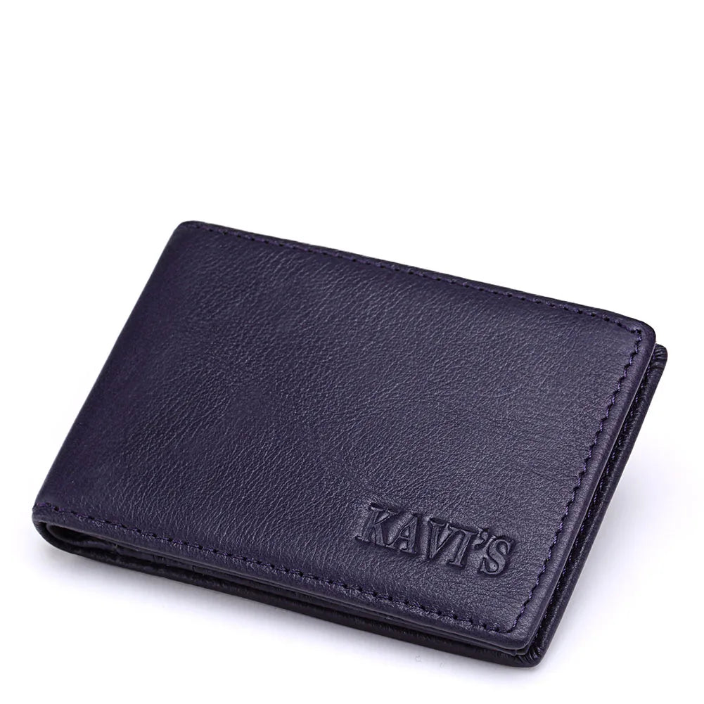 Genuine Leather Portable Slim Wallet for Men Mini Credit Card Holder Thin Small Card Organizer Purse Driver's License Money Bag