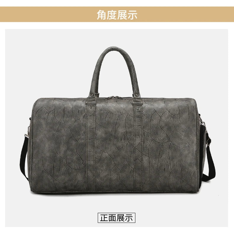 Soft Leather Travel Bag Large Capacity Fashion Weekend Bag Handle Bag Lightweight Sports Gym Bag With Separate Shoe Compartment