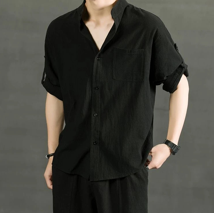 Shirts For Men White Man Shirt Plain With Pocket Linen And Cotton Half Sleeve Social Fashion Summer Designer Sale Xxl Casual Hot